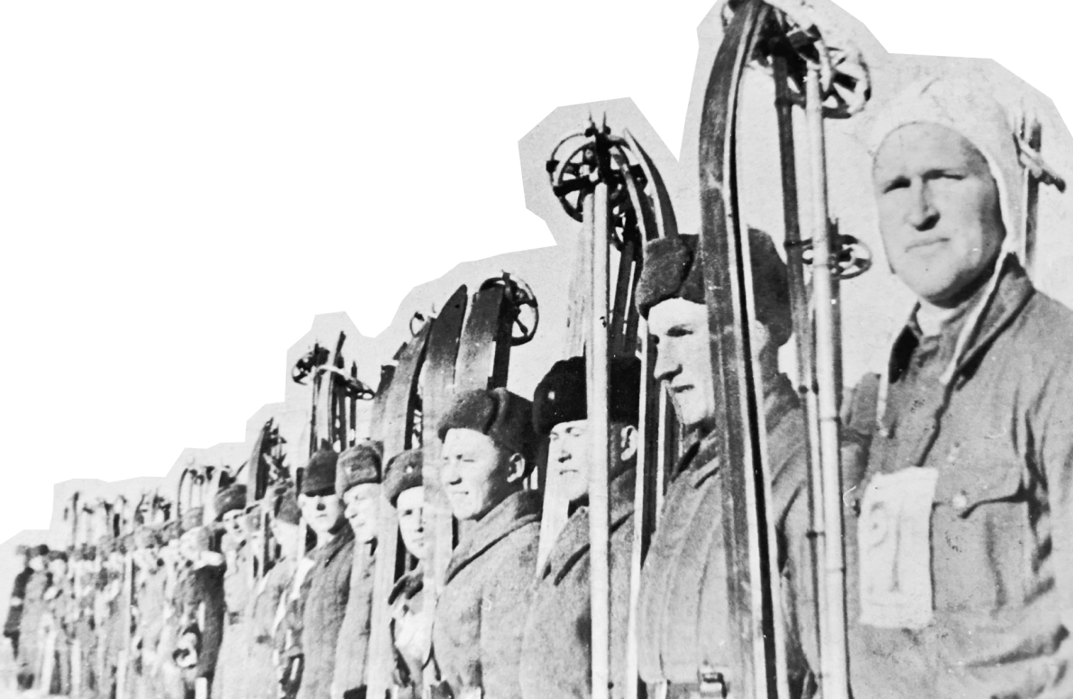 Тренировка лыжных батальонов. Военное время. Фото из архива Музея спортивной славы ЦСКА
